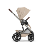Gold Бебешка Комбинирана Количка Talos S Lux + Сгъваем Кош За Новородено Almond Beige Cybex