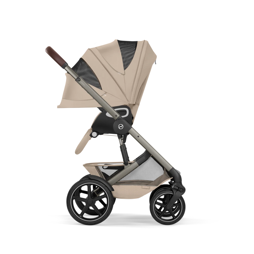 Gold Бебешка Комбинирана Количка Talos S Lux + Сгъваем Кош За Новородено Almond Beige Cybex