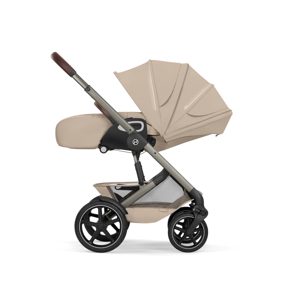 Gold Бебешка Комбинирана Количка Talos S Lux + Сгъваем Кош За Новородено Almond Beige Cybex
