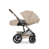 Gold Бебешка Комбинирана Количка Talos S Lux + Сгъваем Кош За Новородено Almond Beige Cybex