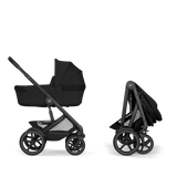 Gold Бебешка Комбинирана Количка Talos S Lux + Сгъваем Кош За Новородено Moon Black Cybex
