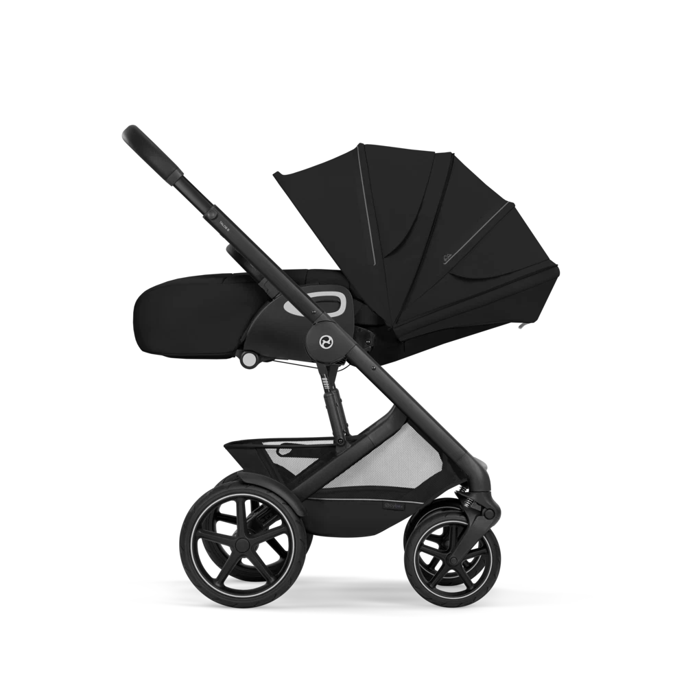 Gold Бебешка Комбинирана Количка Talos S Lux + Сгъваем Кош За Новородено Moon Black Cybex