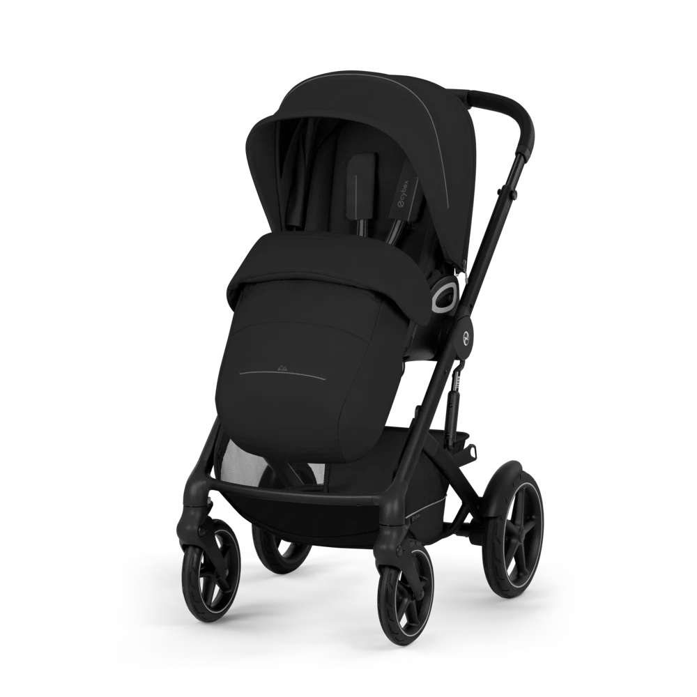 Gold Бебешка Комбинирана Количка Talos S Lux + Сгъваем Кош За Новородено Moon Black Cybex