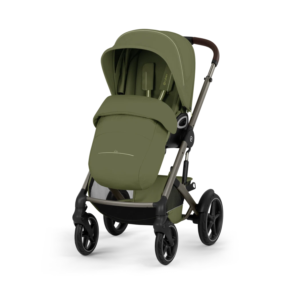 Gold Бебешка Комбинирана Количка Talos S Lux + Сгъваем Кош За Новородено Moss Green Cybex