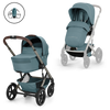 Gold Бебешка Комбинирана Количка Talos S Lux + Сгъваем Кош За Новородено Stormy Blue Cybex