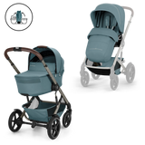 Gold Бебешка Комбинирана Количка Talos S Lux + Сгъваем Кош За Новородено Stormy Blue Cybex