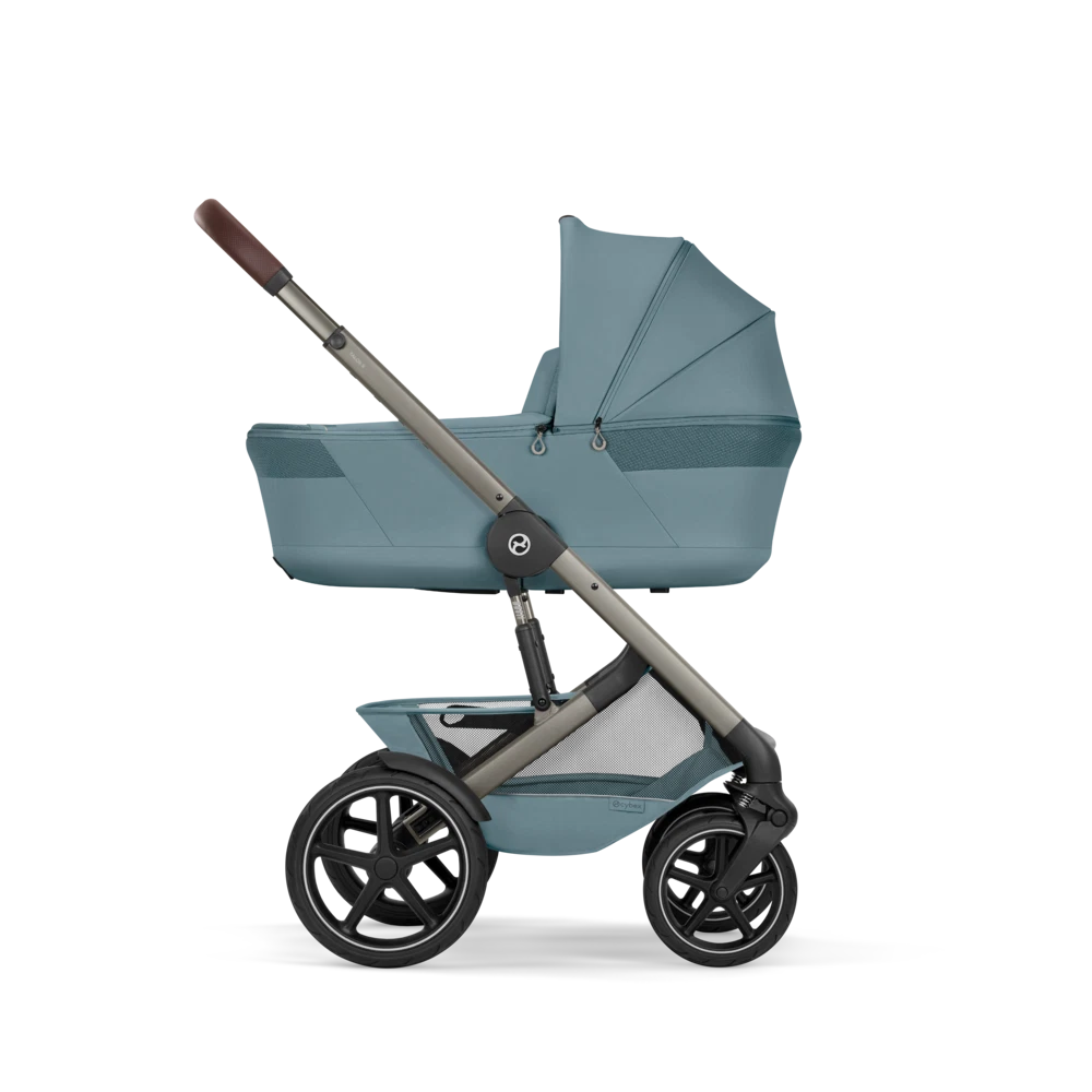 Gold Бебешка Комбинирана Количка Talos S Lux + Сгъваем Кош За Новородено Stormy Blue Cybex