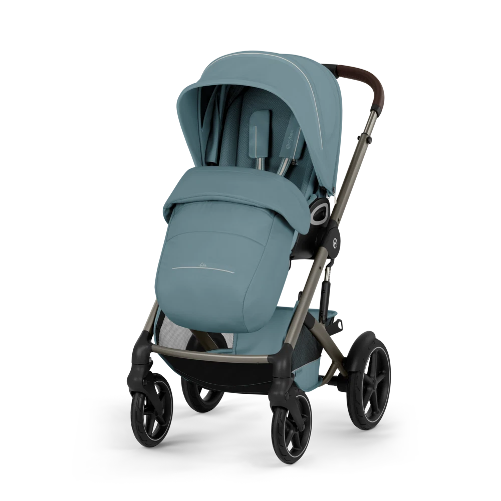 Gold Бебешка Комбинирана Количка Talos S Lux + Сгъваем Кош За Новородено Stormy Blue Cybex