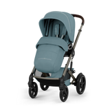 Gold Бебешка Комбинирана Количка Talos S Lux + Сгъваем Кош За Новородено Stormy Blue Cybex
