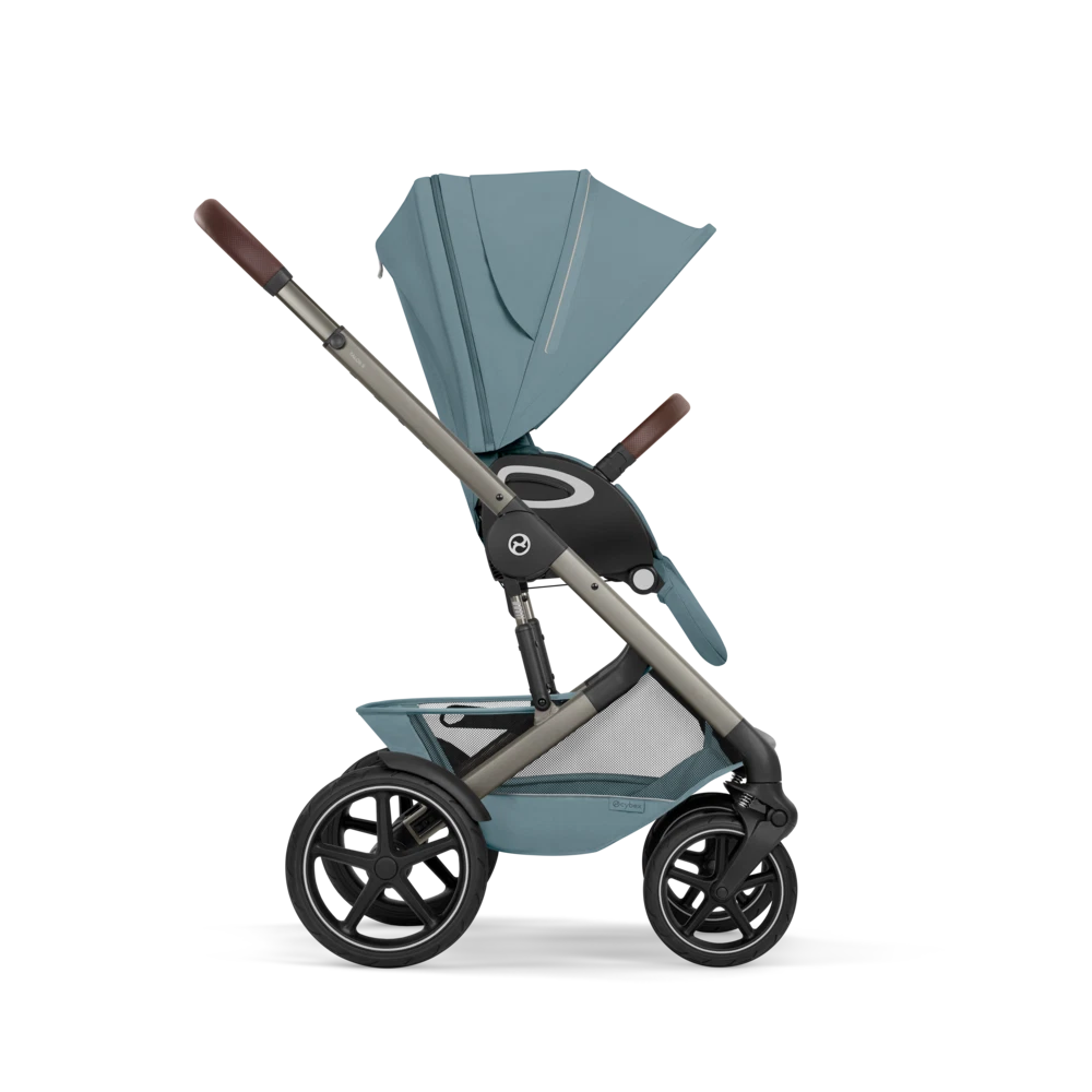 Gold Бебешка Комбинирана Количка Talos S Lux + Сгъваем Кош За Новородено Stormy Blue Cybex