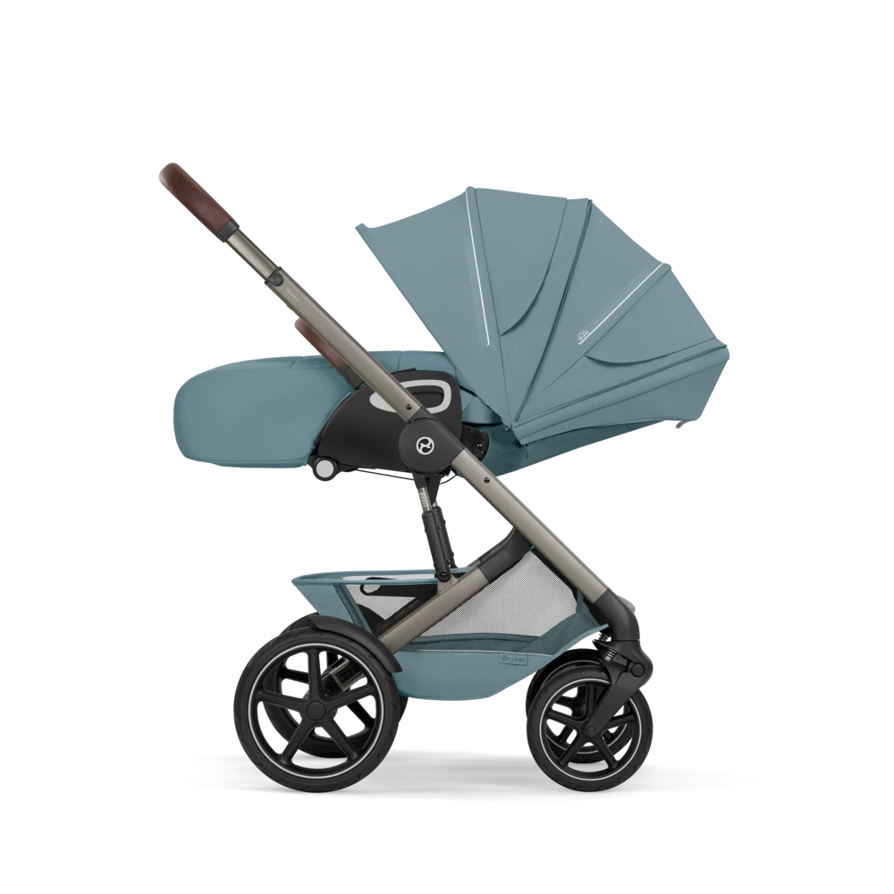 Gold Бебешка Комбинирана Количка Talos S Lux + Сгъваем Кош За Новородено Stormy Blue Cybex