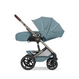 Gold Бебешка Комбинирана Количка Talos S Lux + Сгъваем Кош За Новородено Stormy Blue Cybex