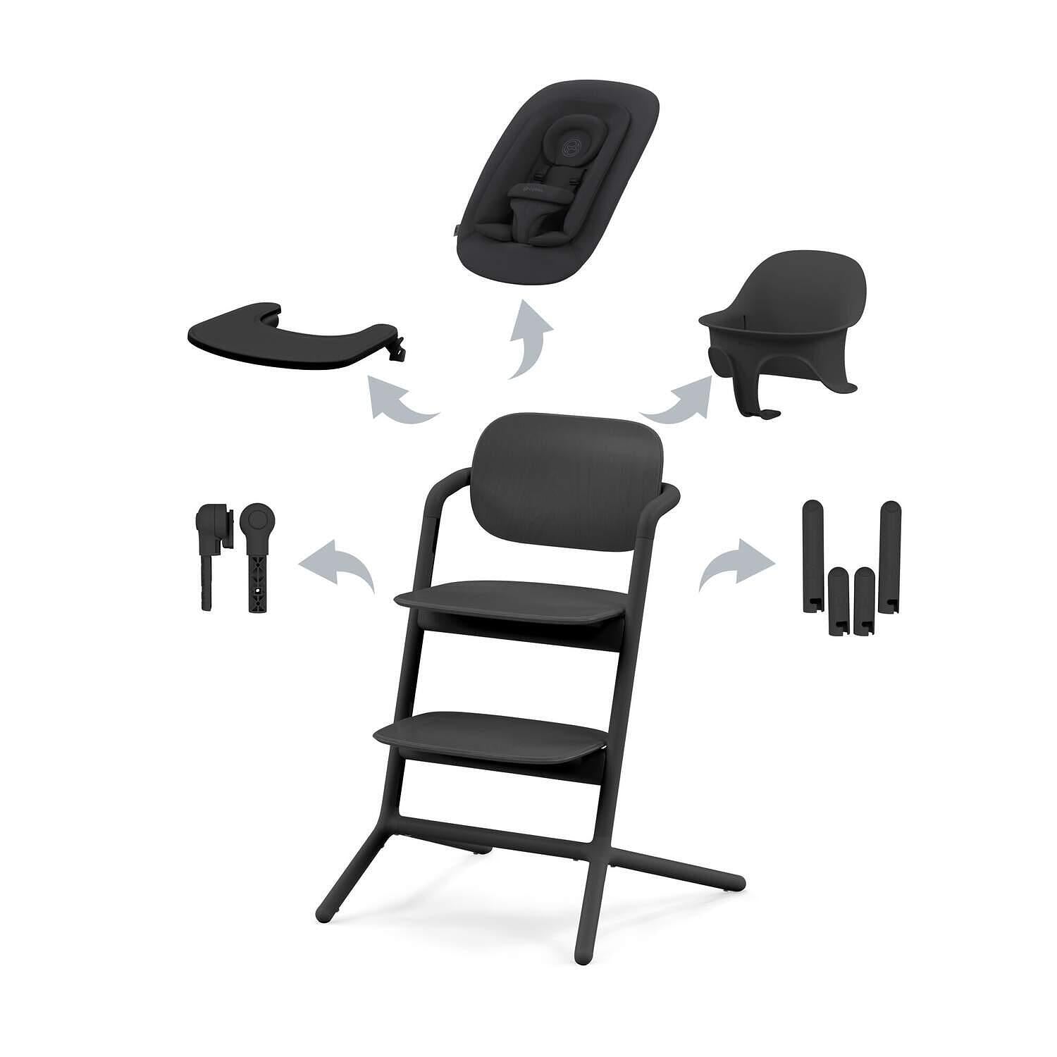 Gold Стол За Хранене Lemo 4 В 1 Set Stunning Black Cybex
