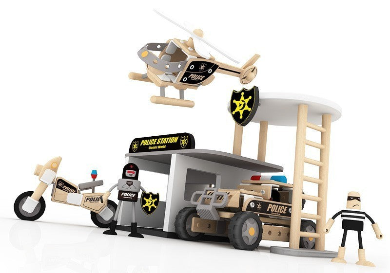 Дървен Конструктор - Полицейски Участък - Строители, Мозайки И Конструктори - Classic World - BebeMama