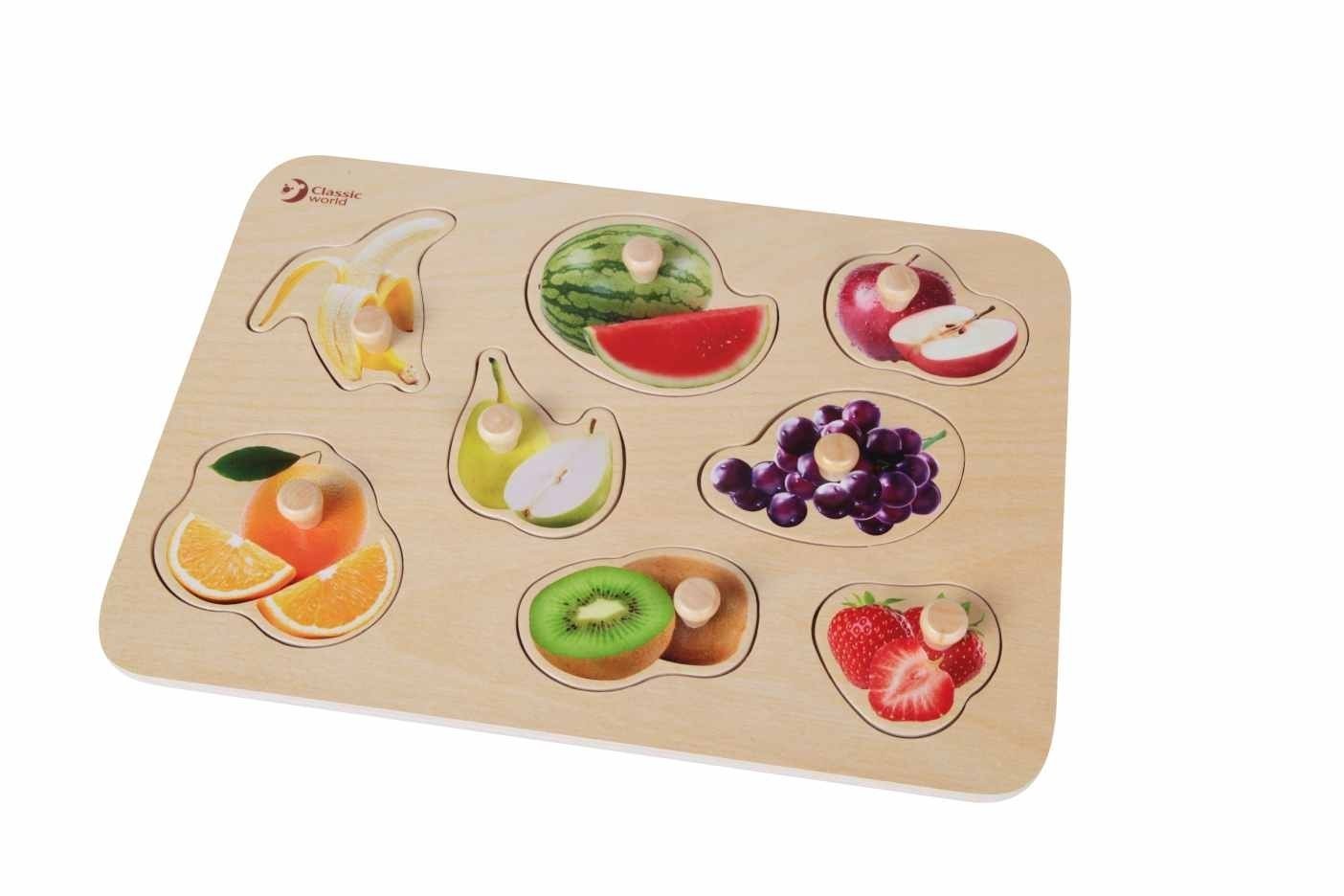 Дървен Пъзел - Плодове - Дървени Играчки - Classic World - BebeMama