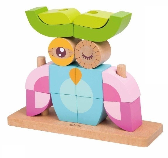Дървен Пъзел За Деца От Кубчета - Бухал - Пъзели - Classic World - BebeMama