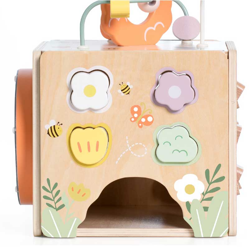 Дървен Сензорен Куб 5 В 1 Пчелен Кошер Classic World
