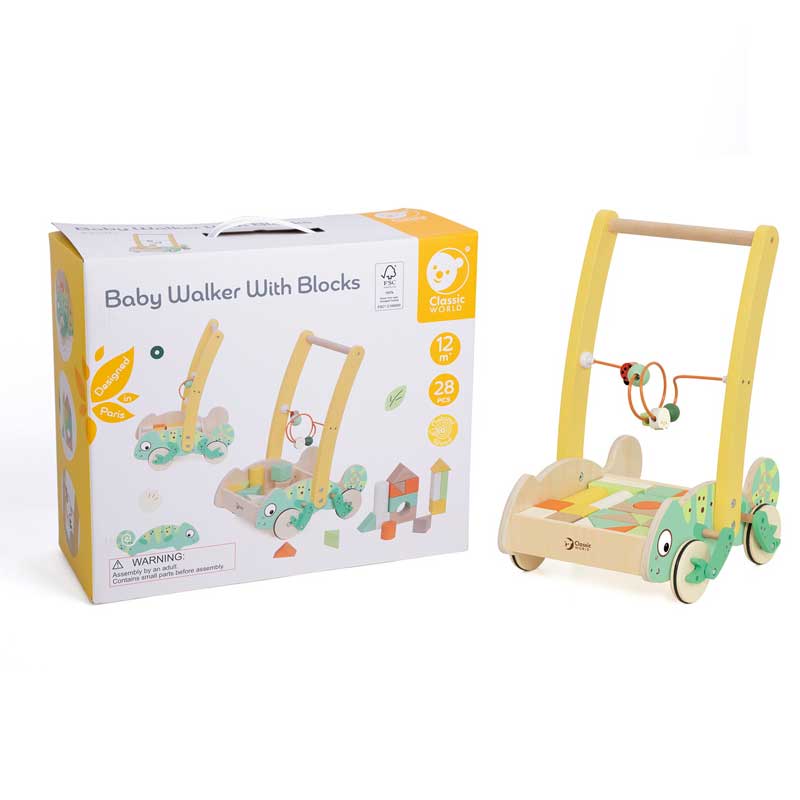 Дървен Уокър Хамелеон С Дървени Блокчета За Бебета Classic World