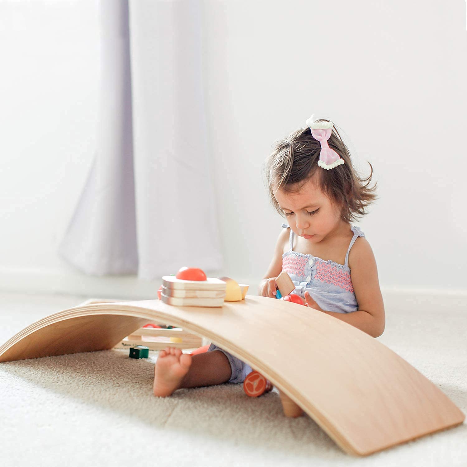 Ginger Home Placă de echilibru din lemn – Jucărie sigură pentru copii, 82x30x15 cm