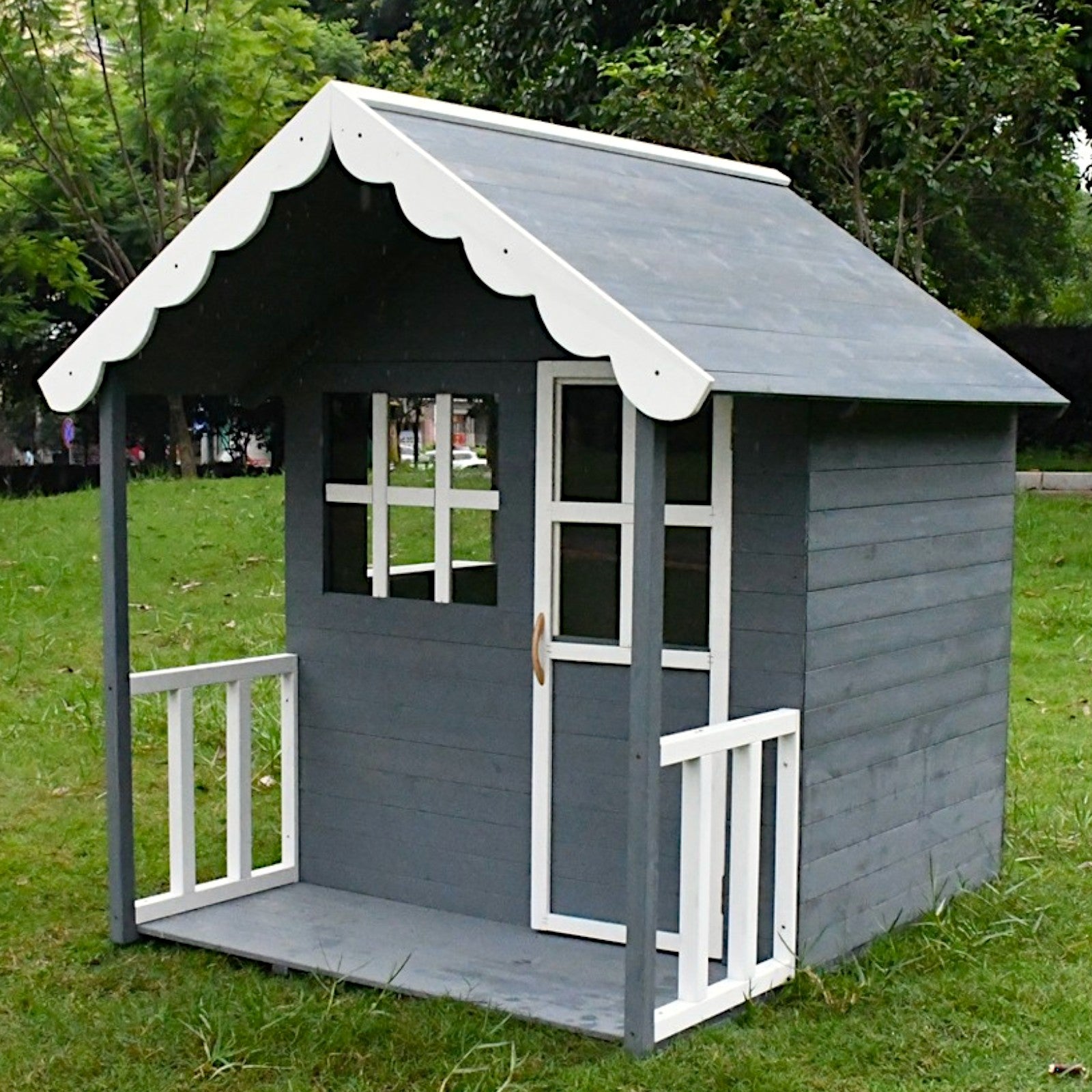 Дървена Детска Къща Ginger Home, 139X143.5X149 См, За Игри На Открито В Двора И Градината