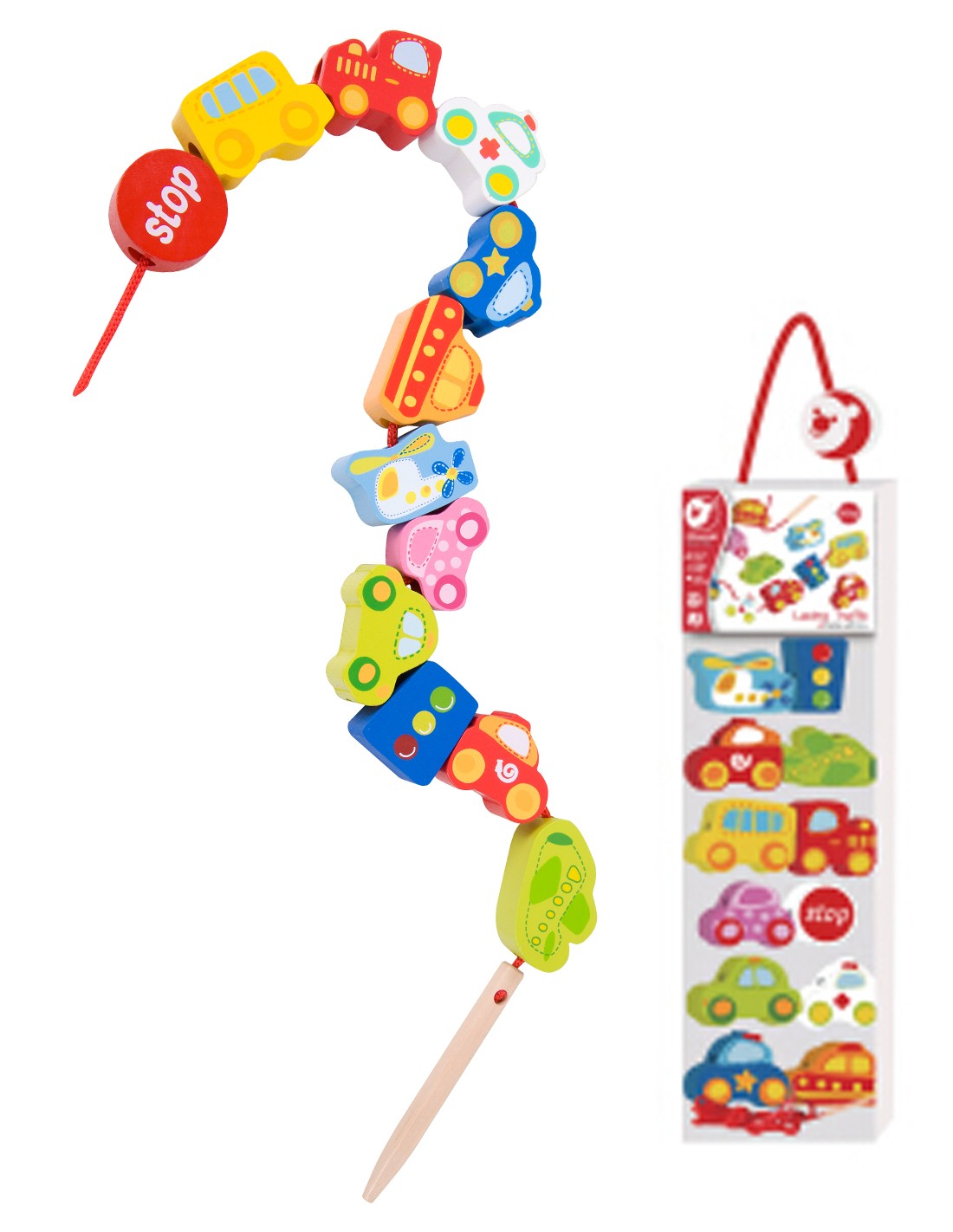 Дървена Играчка За Нанизване - Превозни Средства - Умения И Творчество - Classic World - BebeMama