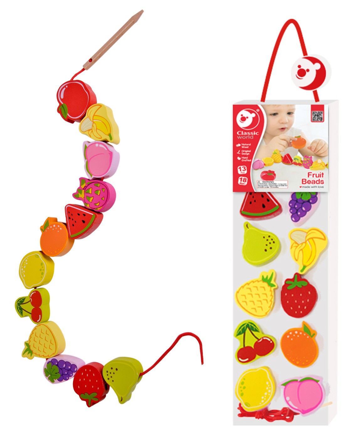 Дървена Мъниста За Нанизване - Плодчета - Умения И Творчество - Classic World - BebeMama