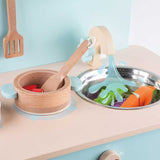 Дървена Ретро Кухня За Деца В Син Цвят --- BebeMama