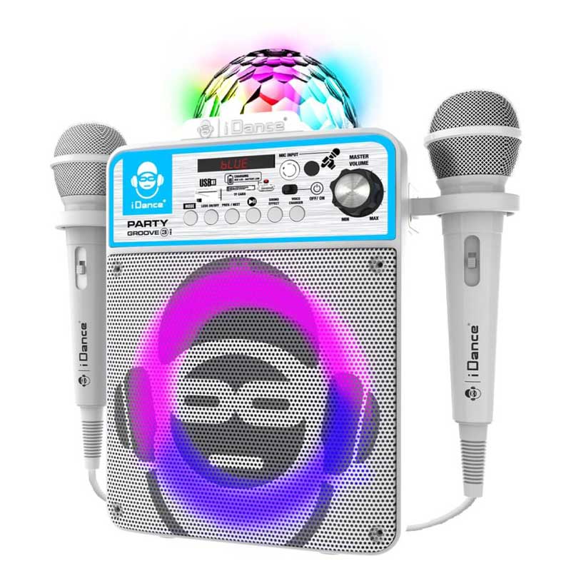 Караоке Bluetooth Тонколона С 2 Микрофона И Led Лампа, Бяла