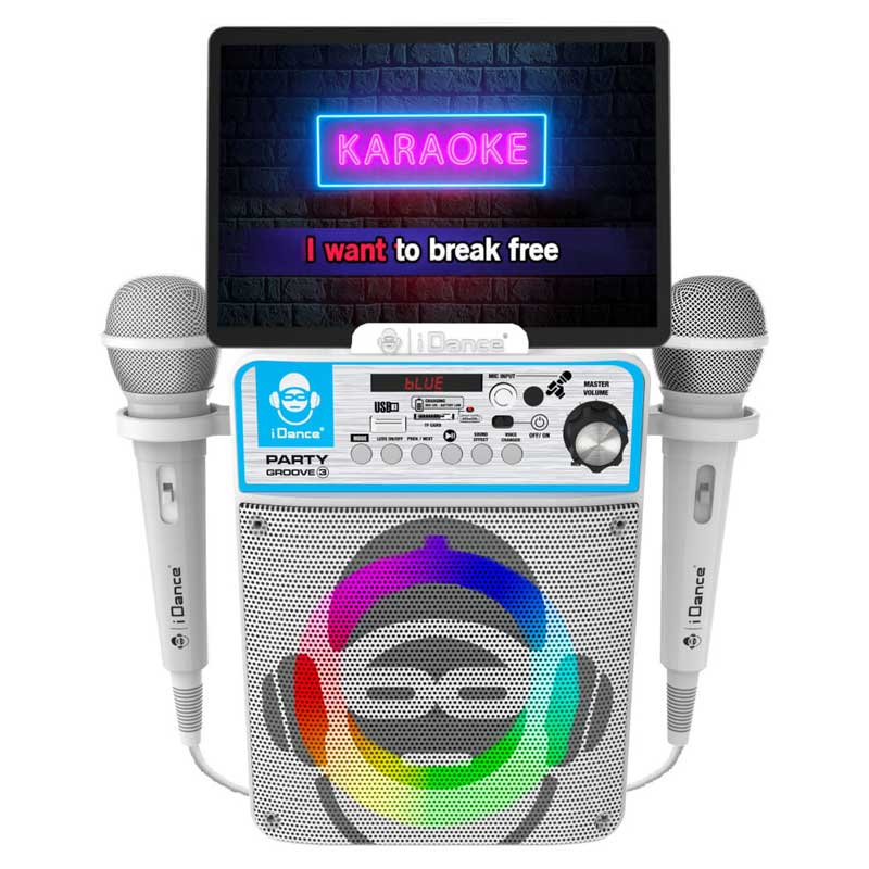 Караоке Bluetooth Тонколона С 2 Микрофона И Led Лампа, Бяла