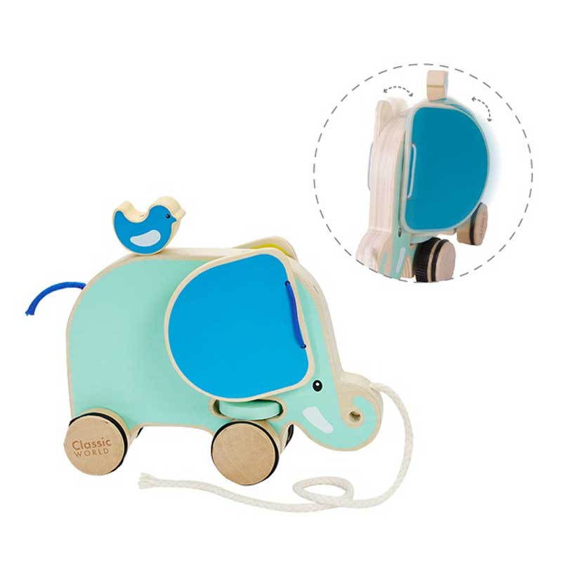 Детска Дървена Играчка За Дърпане - Слонче - Дървени Играчки - Classic World - BebeMama