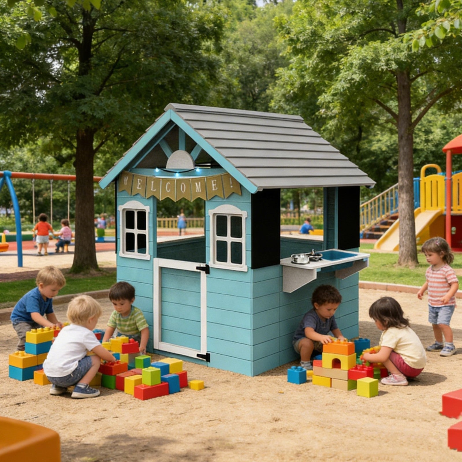 Детска Дървена Къща За Игра С Кухня 110×103×137 См Ginger Home