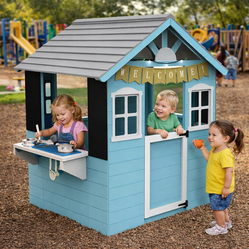 Детска Дървена Къща За Игра С Кухня 110×103×137 См Ginger Home