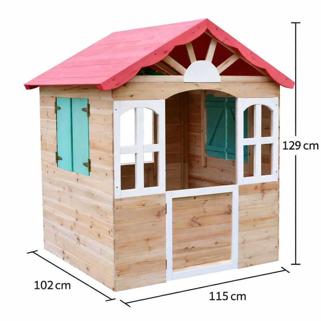 Детска Дървена Къщичка За Игра На Открито За Двор И Градина, 115×102×129 См Ginger Home