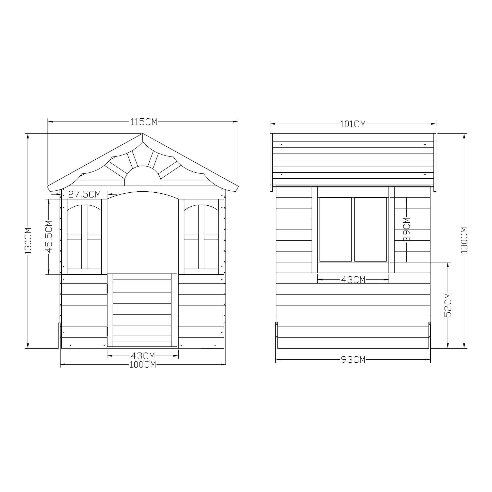 Детска Дървена Къщичка За Игра На Открито За Двор И Градина, 115×102×129 См Ginger Home