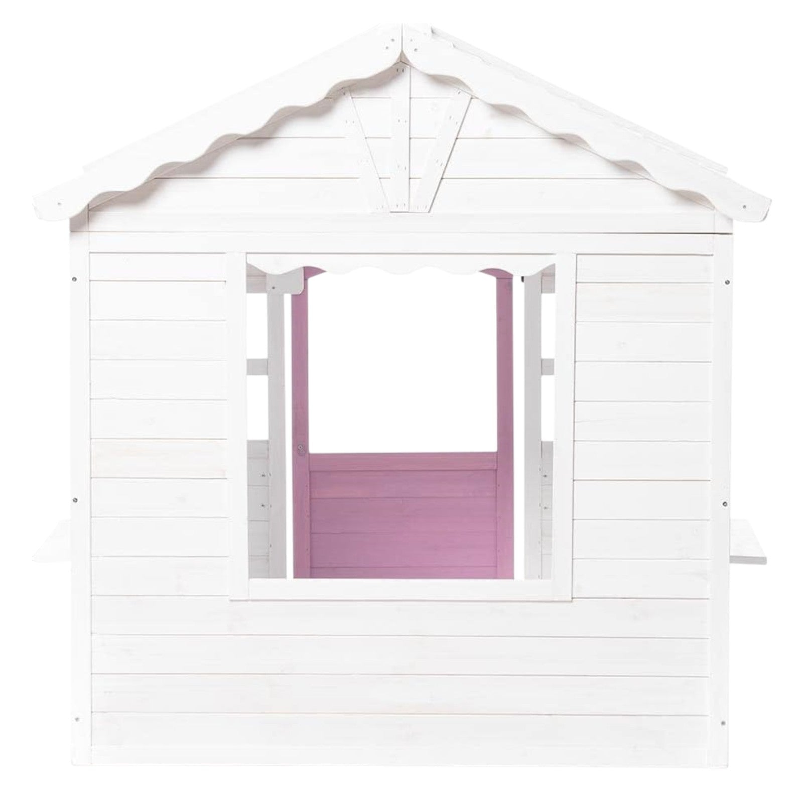 Детска Дървена Къщичка За Игра Градинска Къща С Прозорци И Саксии, Бяла, 123×106×125 См Ginger Home