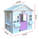 Детска Дървена Къщичка За Игра Градинска Къща С Прозорци И Саксии, Бяла, 123×106×125 См Ginger Home