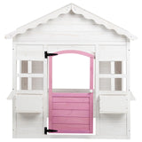 Детска Дървена Къщичка За Игра Градинска Къща С Прозорци И Саксии, Бяла, 123×106×125 См Ginger Home