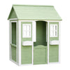 Детска Дървена Къщичка За Игра На Открито Градинска Къща За Деца, Зелено И Бяло, 107×90×144 См Ginger Home