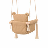 Детска Дървена Люлка Мече Мека Памучна Седалка, До 30 Кг, 28×28×196 См Ginger Home