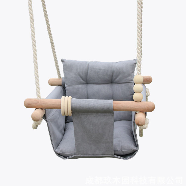 Детска Дървена Люлка Scandi Мека Памучна Седалка С Облегалка, 28×28×196 См Ginger Home