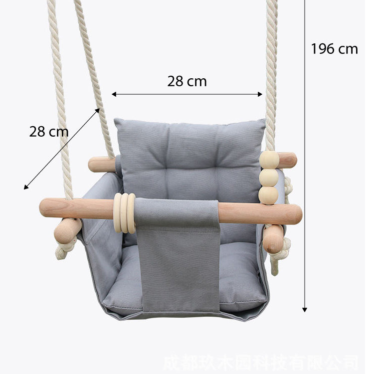 Детска Дървена Люлка Scandi Мека Памучна Седалка С Облегалка, 28×28×196 См Ginger Home