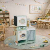 Детска Дървена Пералня 3 В 1 С Мивка С Течаща Вода И Сушилня 86×32×90 См Ginger Home