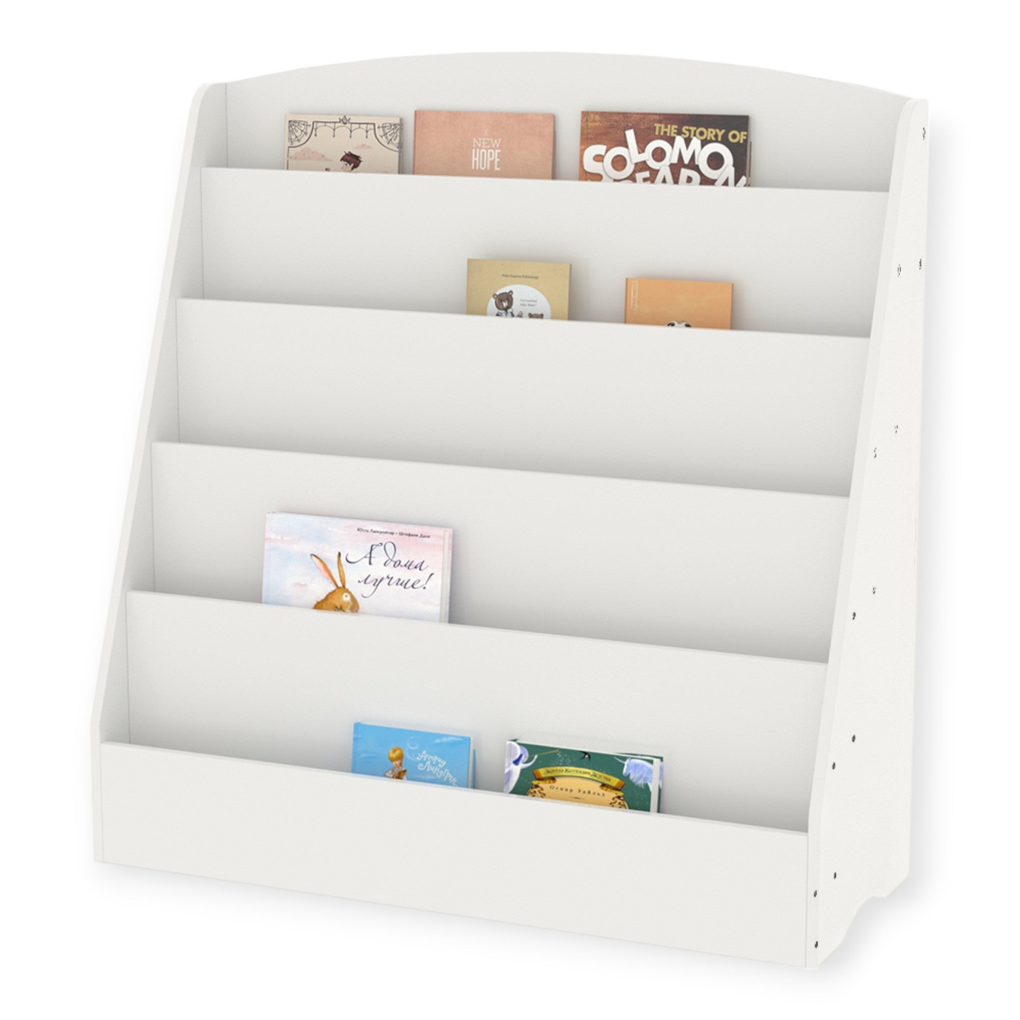 Детска Етажерка Ginger Home, Органайзер С Рафтове За Книжки И Списания, Дървена, Бяла, 80Х30Х80 См.