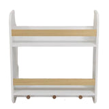 Bibliotecă pentru copii Ginger Home, montată pe perete cu rafturi și umerașe, albă, pentru camera copiilor