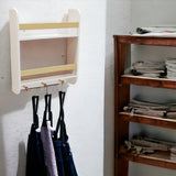 Bibliotecă pentru copii Ginger Home, montată pe perete cu rafturi și umerașe, albă, pentru camera copiilor