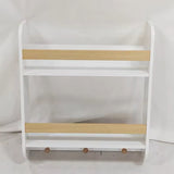 Bibliotecă pentru copii Ginger Home, montată pe perete cu rafturi și umerașe, albă, pentru camera copiilor