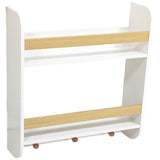 Bibliotecă pentru copii Ginger Home, montată pe perete cu rafturi și umerașe, albă, pentru camera copiilor