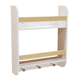 Bibliotecă pentru copii Ginger Home, montată pe perete cu rafturi și umerașe, albă, pentru camera copiilor