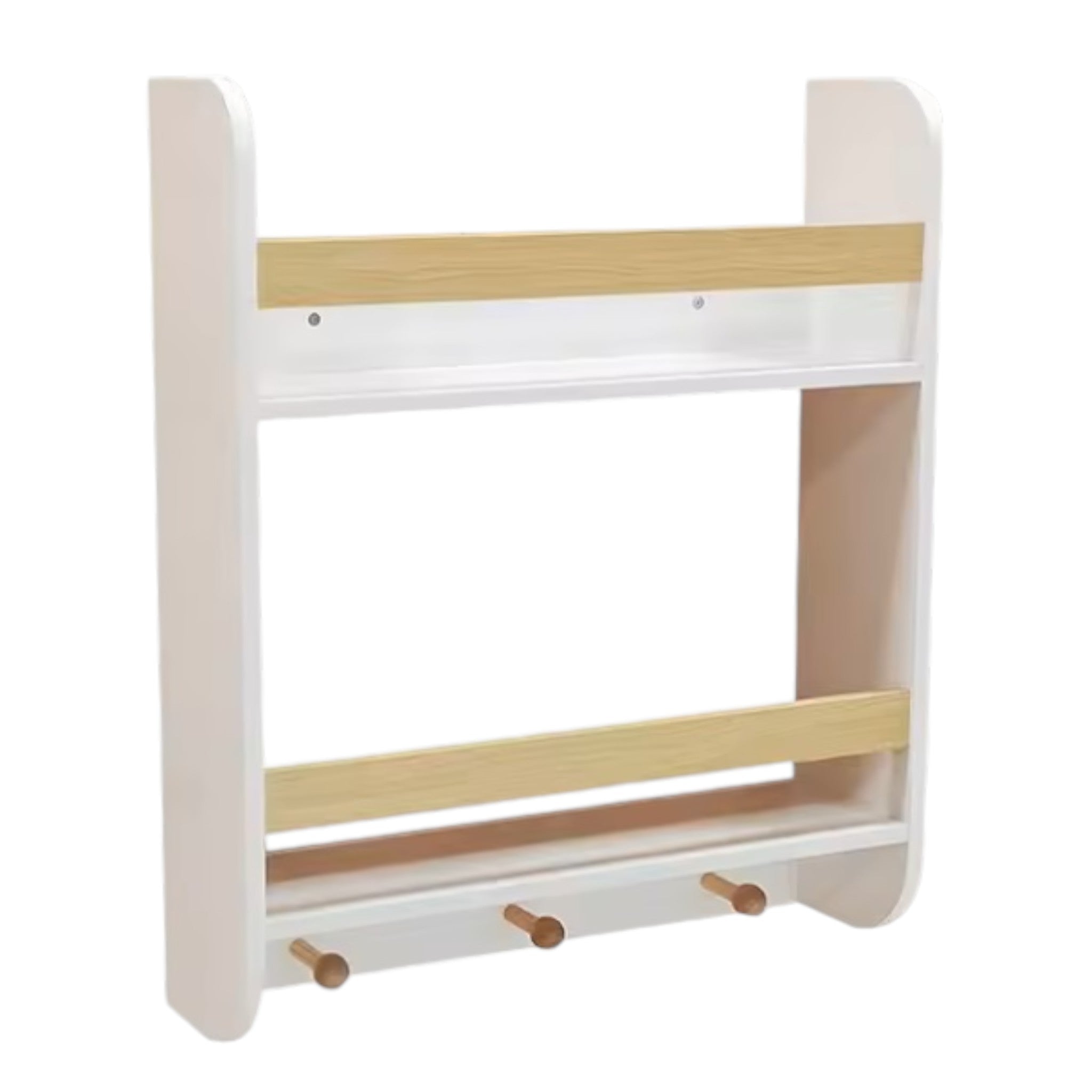 Детска Етажерка Ginger Home, Стенна С Рафтове И Закачалки, Бяла, За Детска Стая