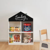 Детска Етажерка За Играчки И Книги Къща С Рафтoве И Дъска За Рисуване, Монтесори, Бяла, 72.5x40x95.8 См Ginger Home